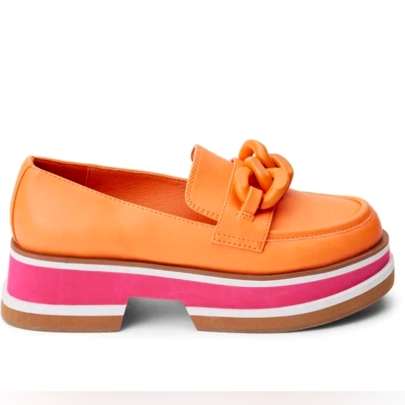Coconuts by Matisse Orange Platform Loafers Size 8 Funky Pink White New In Box - Picture 4 of 5